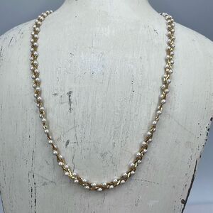 Vintage flat woven braided with seed pearls.